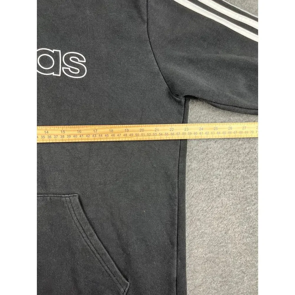 Adidas Men's Black Hoodie with White‎ Stripes Size Medium